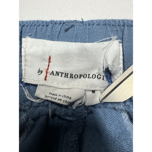 Anthropologie Laguna Cropped Linen Blend Wide Leg Pant‎ Blue Womens Large - Picture 2 of 5